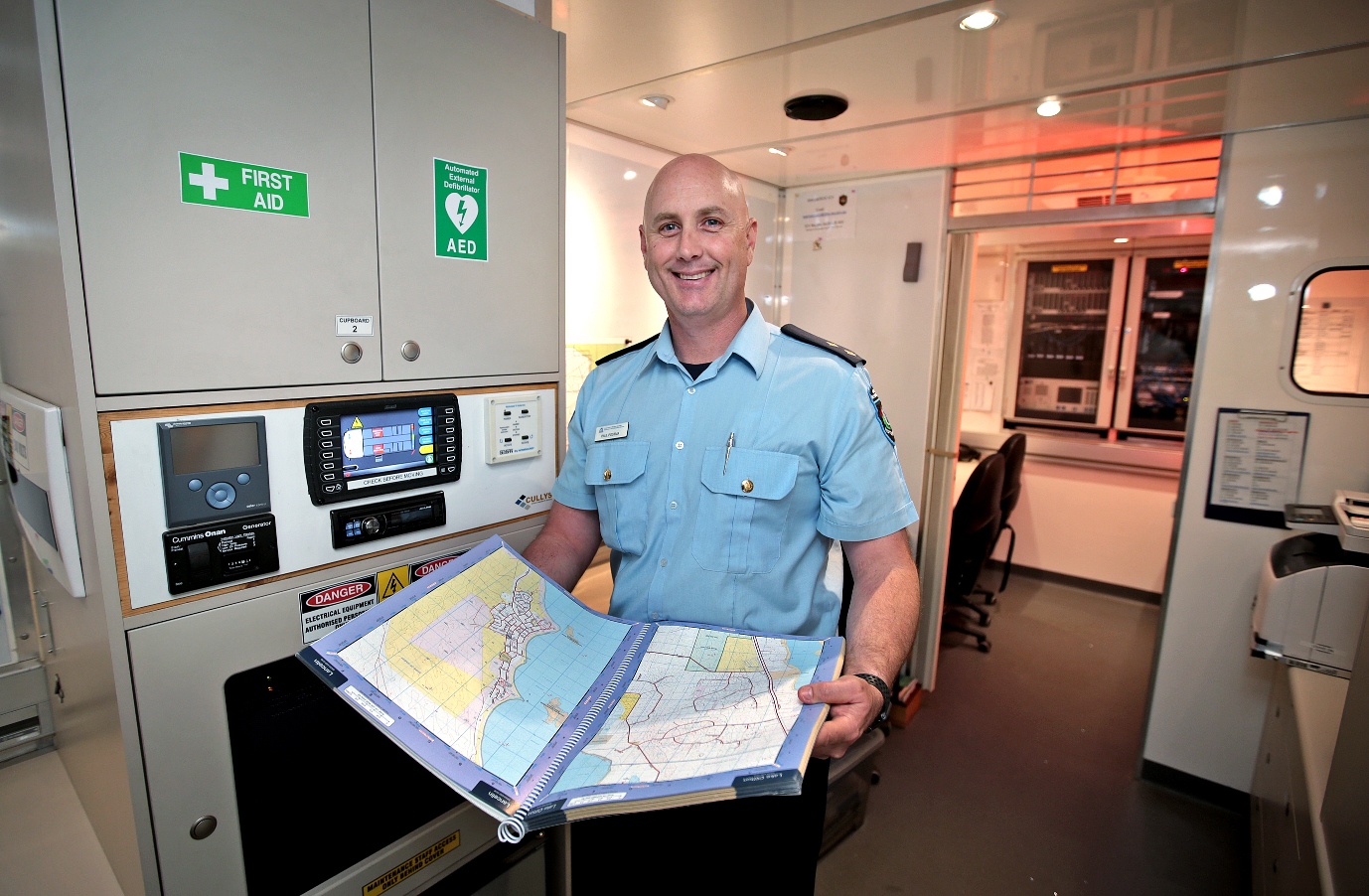 Wanneroo chief bush fire control officer Paul Postma in the incident control vehicle. Photo Community News