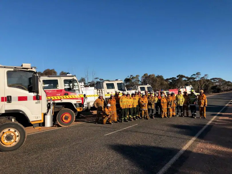 The team of volunteer firefighters from the South West who travelled to Norseman to help battle bushfires. Credit: South West Task Force Alpha