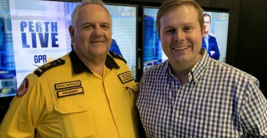 Bushfire Volunteers President Dave Gossage and Radio 6PR's Oliver Peterson