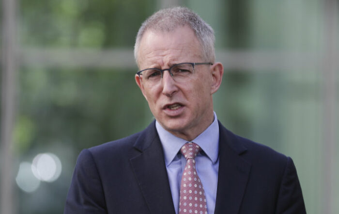 Communications Minister Paul Fletcher met with executives from the telecommunications industry in Sydney on Wednesday.CREDIT:ALEX ELLINGHAUSEN