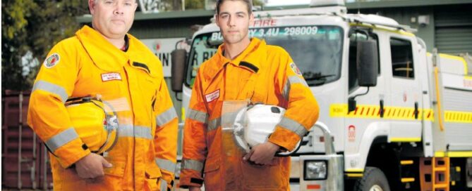 Bunbury Volunteer Bushfire Brigade lieutenant Nick Mellowship and firefighter Nathan Sharpe. Photo: South Western Times