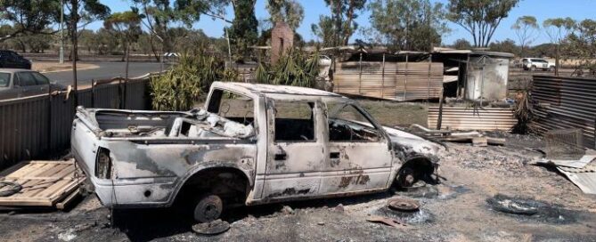 PHOTO: Machinery, sheds and infrastructure were among the items reported to have been destroyed. (ABC News: John Dobson)