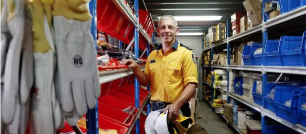 Rural Fire Service Shoalhaven district manager Mark Williams in the supply room at Nowra on the NSW south coast. Picture: Nikki Short