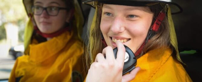 Cassidy Hodgson on the radio as part of her training. Credit: DFES