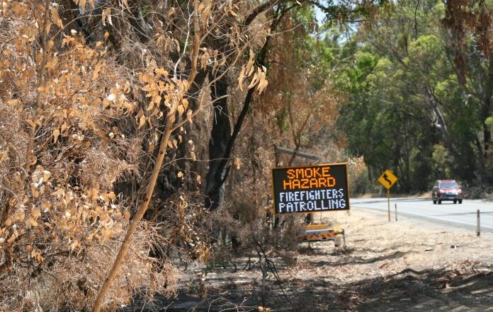 The Yanchep bushfire on December 11, which burnt about 13,000ha, started in a wetland from embers blown across the road from an earlier fire. Picture: Anita McInnes