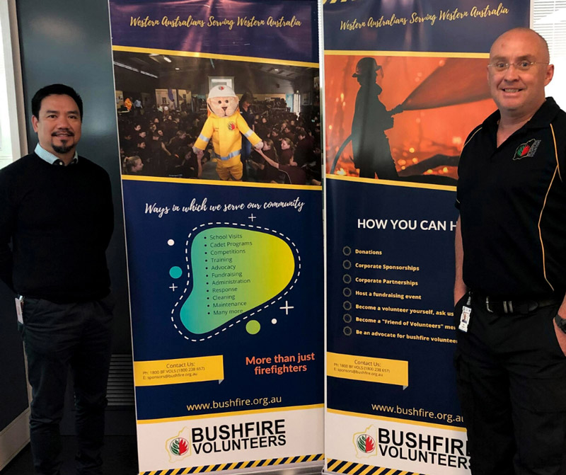 Department of Fire and Emergency Services (DFES) Chaplain Dennis Sudla and Bushfire Volunteers' Engagement Manager Alex Espey at our relationship building meeting in June 2020