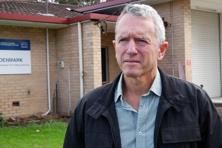 Terry Redman at the Denmark DFES Volunteer Fire and Rescue station.(ABC News: Mark Bennett)