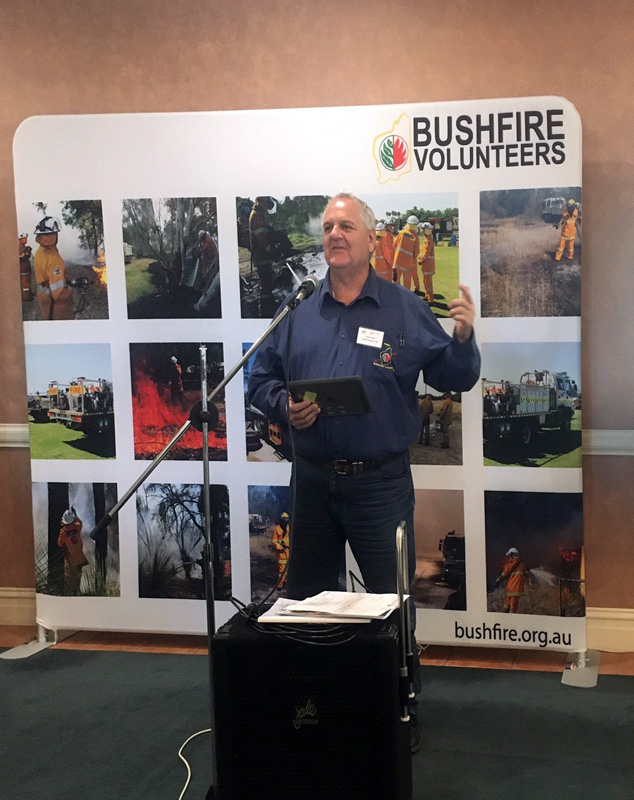 Bushfire Volunteers' President Dave Gossage AFSM presenting at the WA Farmers/Bushfire Volunteers Regional Roadshow in Albany 24 July 2020