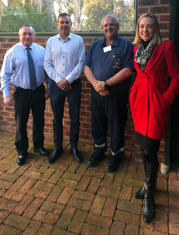 Liberal MP Steve Thomas, WAFarmers President Rhys Turton, Bushfire Volunteers President Dave Gossage AFSM and Nationals WA Leader Mia Davies at the WAFarmers / Bushfire Volunteers Northam Regional Roadshow 31 July 2020