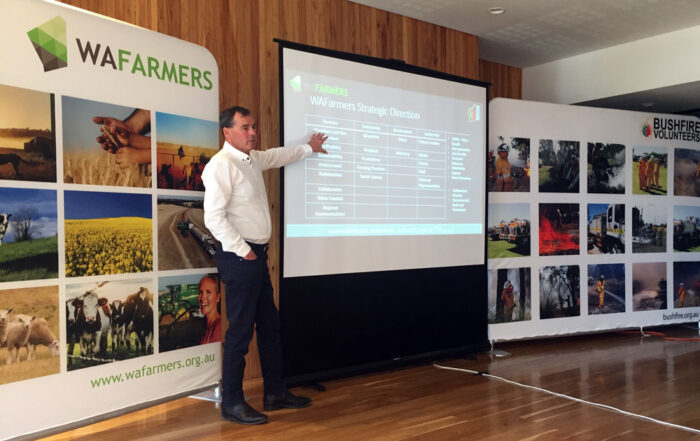 WAFarmers President Rhys Turton at the WAFarmers Bushfire Volunteers meeting in Pingelly WA