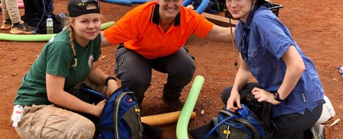 2020 WA Cadet Leadership Camp - L-R Mollie Wallace – Dwellingup BFB, Annette Wilson – Tom Price SES (Instructor), Morghan Sattler – Coolup BFB