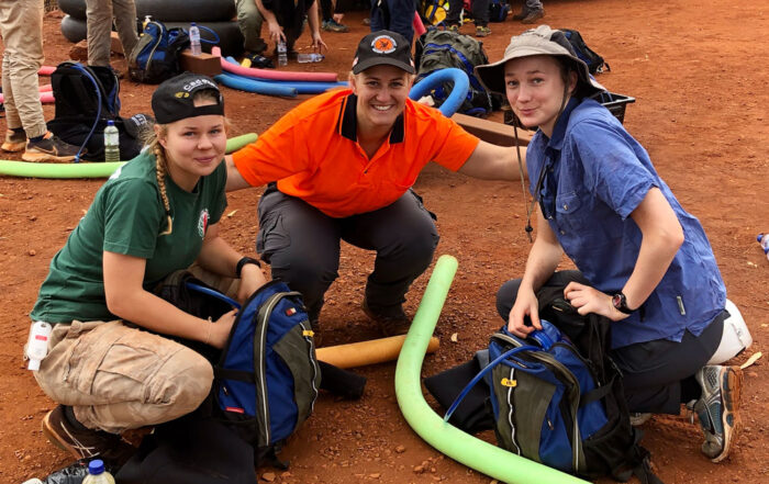2020 WA Cadet Leadership Camp - L-R Mollie Wallace – Dwellingup BFB, Annette Wilson – Tom Price SES (Instructor), Morghan Sattler – Coolup BFB