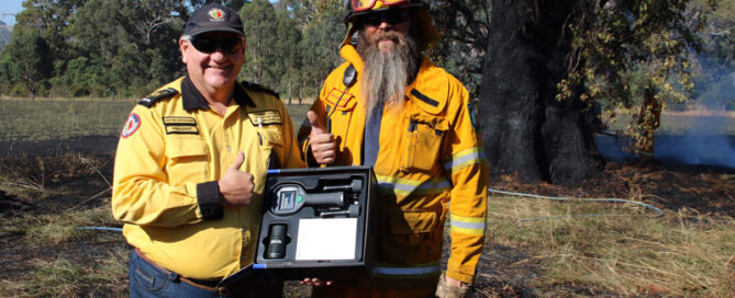 Bushfire Volunteers President Dave Gossage delivering a FLIR Tic to the Balingup Brigade courtesy of the Western Power grants scheme 5/12/2020