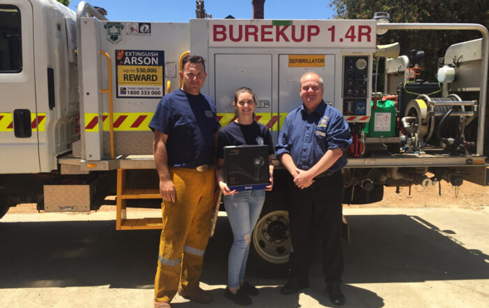Bushfire Volunteers EO Darren Brown delivering a new FLIR Tic to the Burekup Brigade courtesy of the Western Power Grants Scheme 5/12/2020