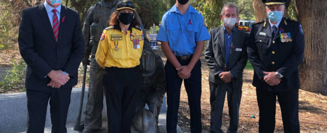International Firefighters Day 2021 Memorial Perth Western Australia Bushfire Volunteers' Lorraine Webster, Rhys McDonald, Minister Reece Whitby MLA, John Mangini, FES Commissioner Darren Klemm